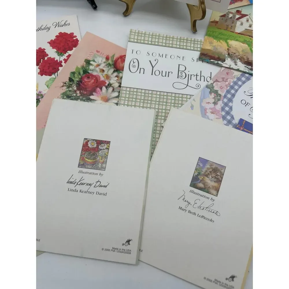 Lot of 20 Unused Happy Birthday Greeting Cards USA Made Floral Lighthouse Mixed